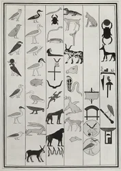 Rysunki dekoracji z wnętrza grobowca faraona Psametyka I, reprodukowane w 1817 roku przez Giovanniego Battistę Belzoniego, znajdującego się w British Museum w Londynie