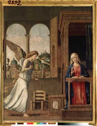 "Zwiastowanie" (Zwiastowanie) Obraz Giovanniego Battisty Cima da Conegliano (ok. 1459-1517) 1495 wym. 136x107 cm Sankt Petersburg, muzeum pustelnia