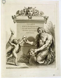 Bilet na Bal Maskowy w Operze 26 kwietnia, rytowany przez Francesco Bartolozzi (1727-1815), 1770