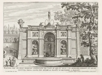 Fontein in de tuinen van de Villa Aldobrandini te Frascati Fontanna w drugim wejściu podwojona z boków (...) (tytuł na obiekcie) Fontanny willi Frascati (tytuł serii) Fonteinen van Frascati (tytuł serii)