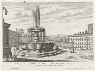 Fontein na Piazza del Quirinale w Rzymie Fontanna na placu Pałacu Papieskiego na Monte Cavallo (tytuł na obiekcie) Fontanny Rzymu (tytuł serii) Fonteinen van Rome (tytuł serii)