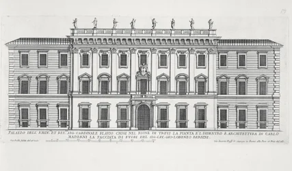 Widok fasady Palazzo Chigi w Rzymie projektu Matteo di Castello, Carlo Maderno (1556-1629) i Giovanniego Berniniego (1598-1680)
