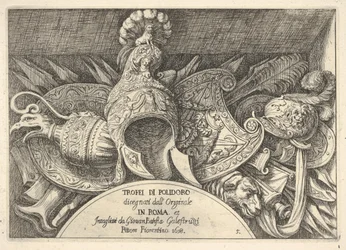 Tablica 5: trofea broni rzymskiej z dekoracji nad oknami na II piętrze ..., 1658.