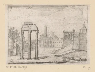 Widok na Forum Romanum w Rzymie Listesso (tytuł na obiekcie) Widoki Rzymu (tytuł serii) Alcune vedute et prospettive di luoghi dishabitati di Roma (tytuł serii)