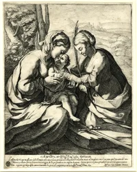 Giovanni Battista Mercati - Mistyczne zaślubiny św. Katarzyny, na której palec Chrystus nakłada pierścień; według Correggia. 1620, 1837,0408.160