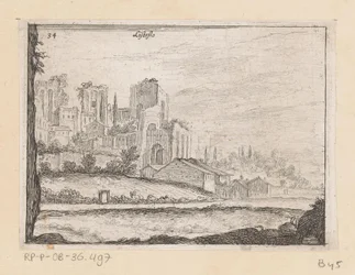 Ruïnes van Palazzo Maggiore te Rome Listesso (tytuł na obiekcie) Gezichten op Rome (tytuł serii) Niektóre widoki i perspektywy niezamieszkałych miejsc w Rzymie (tytuł serii)