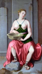 "" Portrait of the Vestal Romaine Tuccia (Tuzia) "" Peinture de Giovan Battista Moroni (1520 / 25-1578) vers 1555 National Gallery, Londyn