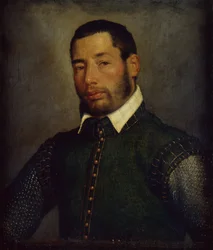 Portret dżentelmena w zielonym dublecie i kolczudze, ok. 1565 (olej na płótnie)