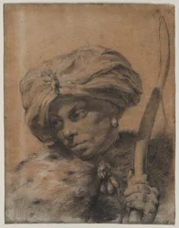 Łucznik z turbanowym nakryciem głowy
