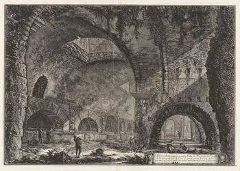 Kolejny widok willi Mecenasa w Tivoli, z Vedute di Roma (Widoki Rzymu)
