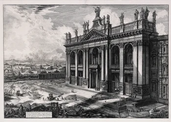 Widok fasady bazyliki San Giovanni in Laterano (z: Vedute di Roma)