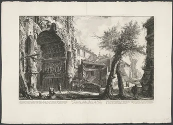 Boguś van Titus w Rzymie Widok Łuku Tytusa (tytuł na obiekcie) Gezichten op Rome (tytuł serii) Widoki Rzymu zaprojektowane i wyryte przez architekta Giambattistę Piranesiego Ve (nez) iano (tytuł serii)