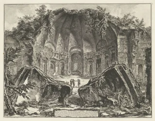 Canopus w de Villa Adriana t i Tivoli? Pozostałości Świątyni Boga Canopus w Villa Adriana w Tivoli (tytuł na obiekcie) Gezichten op Rome (tytuł serii) Widoki Rzymu zaprojektowane i wyryte przez architekta Giambattistę Piranesiego Ve (nez) iano (tytuł serii