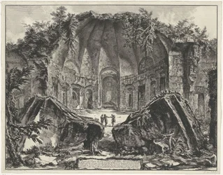 Canopus w de Villa Adriana t i Tivoli? Pozostałości Świątyni Boga Canopus w Villa Adriana w Tivoli (tytuł na obiekcie) Gezichten op Rome (tytuł serii) Widoki Rzymu zaprojektowane i wyryte przez architekta Giambattistę Piranesiego Ve (nez) iano (tytuł serii