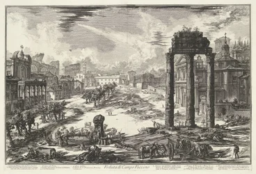 Forum Romanum w Rzymie Widok na Campo Vaccino (tytuł na obiekcie) Gezichten op Rome (tytuł serii) Widoki Rzymu zaprojektowane i wyryte przez architekta Giambattistę Piranesiego Ve (nez) iano (tytuł serii)