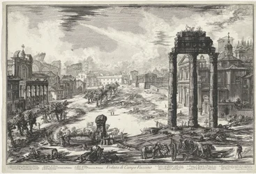 Forum Romanum w Rzymie Widok na Campo Vaccino (tytuł na obiekcie) Gezichten op Rome (tytuł serii) Widoki Rzymu zaprojektowane i wyryte przez architekta Giambattistę Piranesiego Ve (nez) iano (tytuł serii)