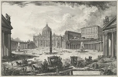 Widok na Plac Świętego Piotra z Bazyliką Świętego Piotra w Watykanie Veduta della gran Piazza e Basilica di S. Pietr (...) (tytuł na obiekcie) Widoki Rzymu (tytuł serii) Vedute di Roma disegnate ed incise da Giambattista Piranesi architetto