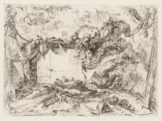 Groteschi: Ruiny z czaszkami i dymiącą wazą, ca. 1745-50.