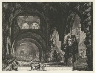 Wnętrze van de Tempel van Hercules Victor t i Tivoli Widok wewnętrzny Villa di Mecenate (tytuł na obiekcie) Gezichten op Rome (tytuł serii) Widoki Rzymu zaprojektowane i wyryte przez architekta Giambattistę Piranesiego Ve (nez) iano (tytuł serii)