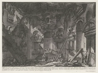 Wnętrze graftombe bij Vigna Casali Widok wnętrza komory grobowej w winnicy Casali w Porta S. Sebastiano (tytuł na obiekcie) Archeologische vondsten in en rond Rome (tytuł serii) Starożytności rzymskie (tytuł serii)