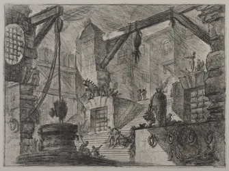 Invenzioni Capric di Carceri; Hind 13, First State of Three, c.1749 (akwaforta na papierze czerpanym)