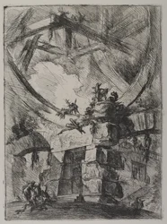 Invenzioni Capric di Carceri, Hind 9, First State of Three, ok. 1749 (akwaforta na papierze czerpanym)