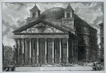 Panteon w Rzymie Widok Panteonu Agryppy dzisiaj Kościół S. Maria ad Martyres (tytuł na obiekcie) Gezichten op Rome (tytuł serii) Widoki Rzymu zaprojektowane i wyryte przez architekta Giambattistę Piranesiego Ve (nez) iano (tytuł serii)