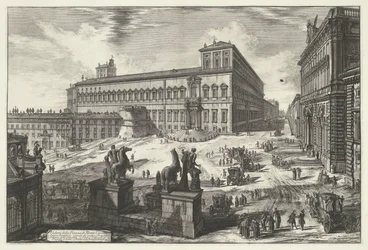 Piazza del Quirinale w Rzymie Widok na Piazza di Monte Cavallo (tytuł na obiekcie) Gezichten op Rome (tytuł serii) Widoki Rzymu zaprojektowane i wyryte przez architekta Giambattistę Piranesiego Ve (nez) iano (tytuł serii)
