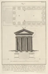 Plan i fasada świątyni Fortuny Virilis, Tempio della Fortuna Virile, z s..., 1756