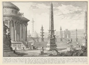 Tablica 10: Starożytny Kapitol wszedł po około stu stopniach [...] Campido..., 1743.
