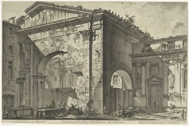 Porticus van Octavia te Rome Widok Atrium Portyku Oktawii (tytuł na obiekcie) Gezichten op Rome (tytuł serii) Widoki Rzymu zaprojektowane i wyryte przez architekta Giambattistę Piranesiego Ve (nez) iano (tytuł serii)