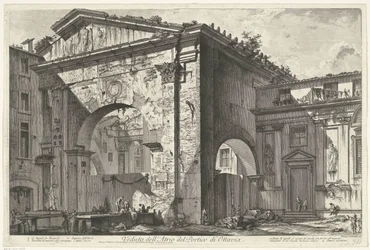 Porticus van Octavia te Rome Widok Atrium Portyku Oktawii (tytuł na obiekcie) Gezichten op Rome (tytuł serii) Widoki Rzymu zaprojektowane i wyryte przez architekta Giambattistę Piranesiego Ve (nez) iano (tytuł serii)