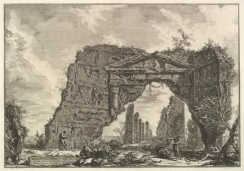 Pozostałości zadaszonego portyku, czyli kryptoportiucus, w willi Domicjana, pięć mil..., ca. 1766.