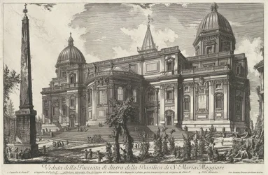 Santa Maria Maggiore w Rzymie Widok tylnej fasady bazyliki S. Maria Maggiore (tytuł na obiekcie) Gezichten op Rome (tytuł serii) Widoki Rzymu zaprojektowane i wyryte przez architekta Giambattistę Piranesiego Ve (nez) iano (tytuł serii)