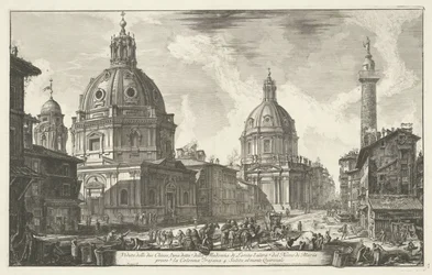 Santa Maria di Loreto en de Santissimo Nome di Maria te Rome Widok na dwa kościoły (...) (tytuł na obiekcie) Gezichten op Rome (tytuł serii) Widoki Rzymu zaprojektowane i wyryte przez architekta Giambattistę Piranesiego Ve (nez) iano (tytuł serii)