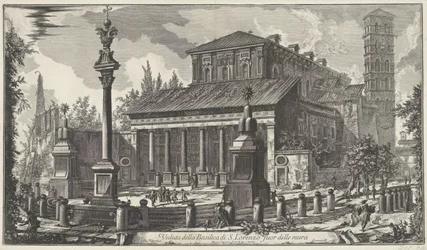 Sint-Laurens buiten de Muren te Rome Widok bazyliki S. Lorenzo za murami (tytuł na obiekcie) Gezichten op Rome (tytuł serii) Widoki Rzymu zaprojektowane i wyryte przez architekta Giambattistę Piranesiego Ve (nez) iano (tytuł serii)