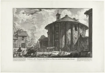 Tempel van Hercules Invictus te Rome (tytuł na obiekcie) Widok świątyni Kybele na Piazza della Bocca della Verità (tytuł na obiekcie) Gezichten op Rome (tytuł serii) Widoki Rzymu zaprojektowane i wyryte przez architekta Giambattistę Piranesiego Ve (nez) ia