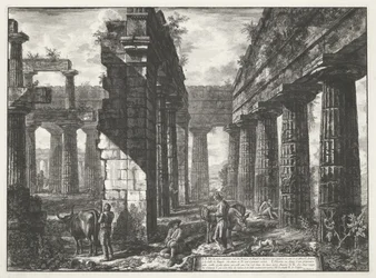 Świątynia Neptuna w Paestum Różne widoki pozostałości trzech dużych budynków wciąż stojących w Paestum (tytuł serii) Różne vues de quelques restes de trois grands édifices qui subsistent encore dans l