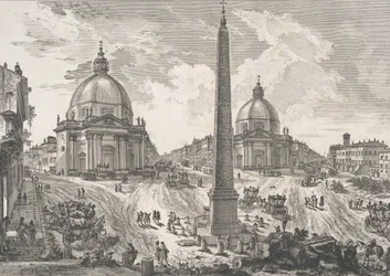 Piazza del Popolo Widok na Piazza del Popolo, ca. 1750.