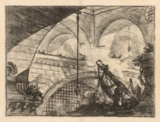 Więzienia: seria galerii z wznoszeniem belek w stylu żurawia, 1745-1750.