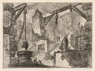 Więzienia: Wnętrze z kolumnadą z szerokimi schodami, 1745-1750.