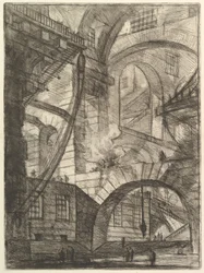 Dymiący ogień z wyimaginowanych więzień Carceri dinvenzione, ca. 1749-50.