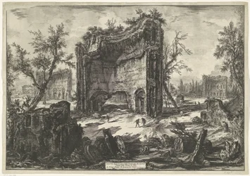 Thermen van Trajanus w Rzymie Widok resztek fabryk na drugim piętrze Terme di Tito (tytuł na obiekcie) Gezichten op Rome (tytuł serii) Widoki Rzymu zaprojektowane i wyryte przez architekta Giambattistę Piranesiego Ve (nez) iano (tytuł serii)