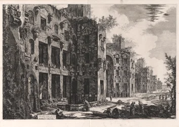 Widok na górne pozostałości Łazienek Dioklecjana w Santa Maria degli Angeli [wnętrze Frigidarium: ściana południowa]), z Vedute di Roma (Widoki Rzymu)