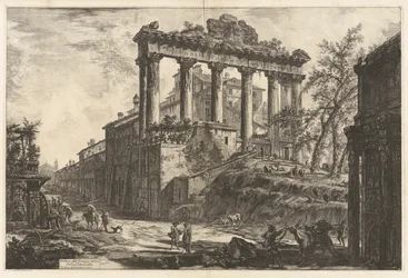 Veduta del Tempio detto della Concordia (Widok tzw. Świątyni Zgody [Świątynia Saturna z Łukiem Septymiusza Sewera na prawym pierwszym planie]), z Vedute di Roma (Widoki Rzymu)