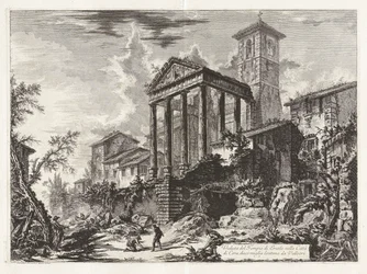 Widok Świątyni Herkulesa w Mieście? di Cora, dziesięć mil od Velletri (Widok na świątynię Herkulesa w Cori, dziesięć mil od Velletri), od Vedute di Roma (Widoki na Rzym)