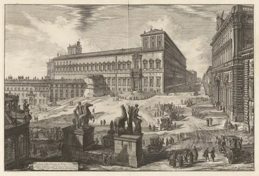 Widok na Piazza di Monte Cavallo (Widok na Piazza di Monte Cavallo [Piazza del Quirinale z Pałacem Kwirynalskim w centrum]), z Vedute di Roma (Widoki na Rzym)