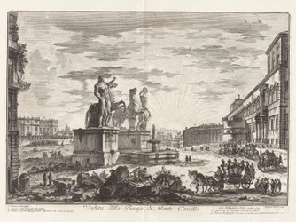 Widok na Piazza di Monte Cavallo (Widok na Piazza di Monte Cavallo [obecnie Piazza del Quirinale z Pałacem Kwirynalskim]), z Vedute di Roma (Widoki na Rzym)