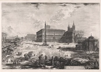 Widok na plac i bazylikę San Giovanni in Laterano (widok na plac i bazylikę San Giovanni in Laterano) z Vedute di Roma (Widoki na Rzym)