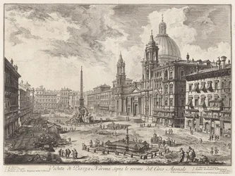 Widok na Piazza Navona ponad ruinami Circus Agonalis (Widok na Piazza Navona ponad ruinami cyrku Domicjana), z Vedute di Roma (Widoki Rzymu)